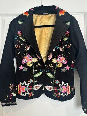 Chaudry KC Boho Embroidered Blazer | Anthropologie Style Made in India Small